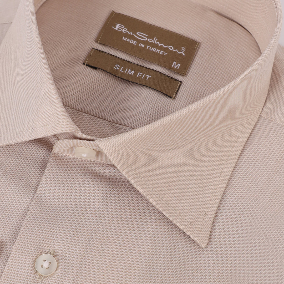 Beige Cotton Shirt-Turkish Made