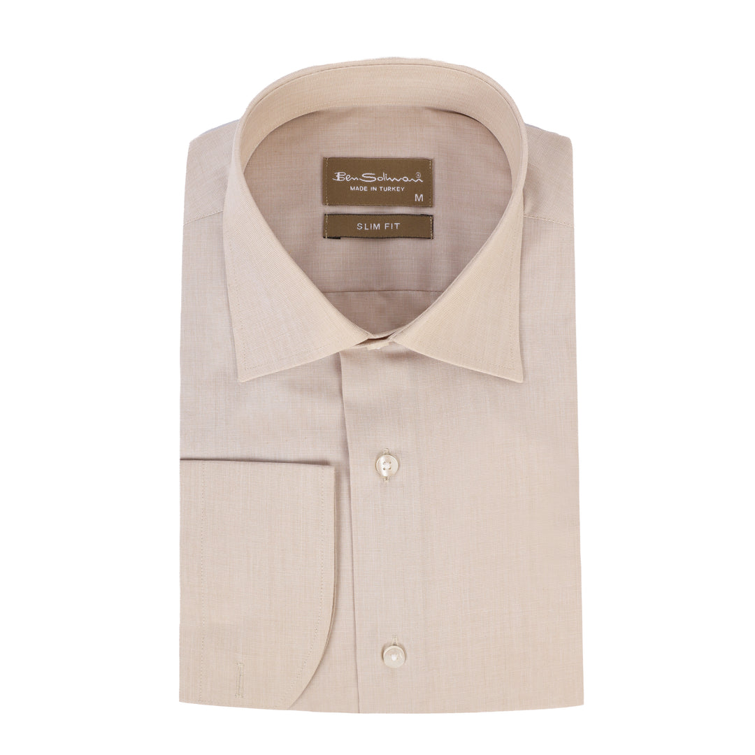 Beige Cotton Shirt-Turkish Made