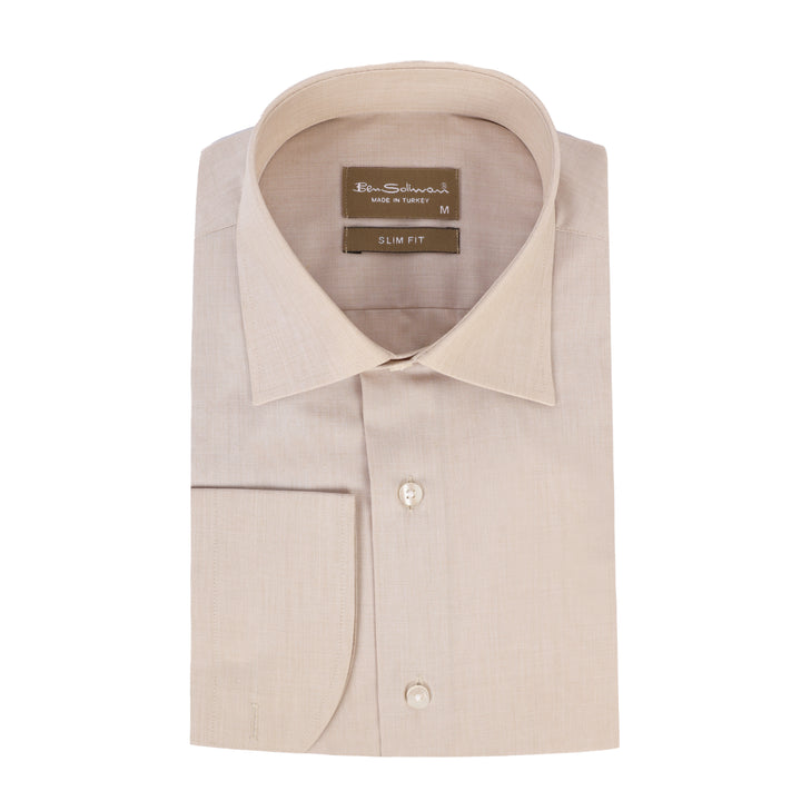 Beige Cotton Shirt-Turkish Made