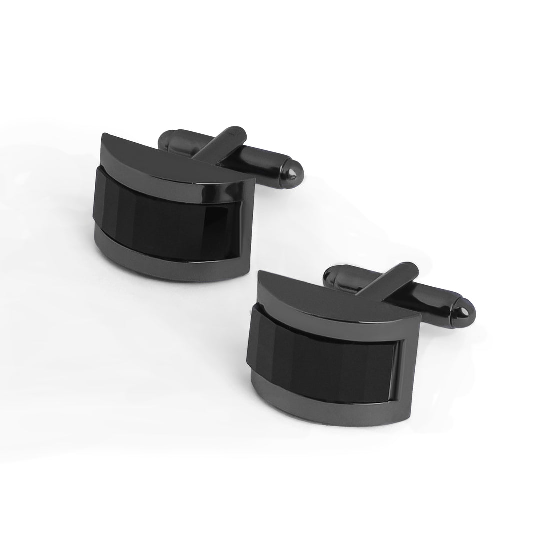 Black Curved Rectangle cufflinks - Turkish made