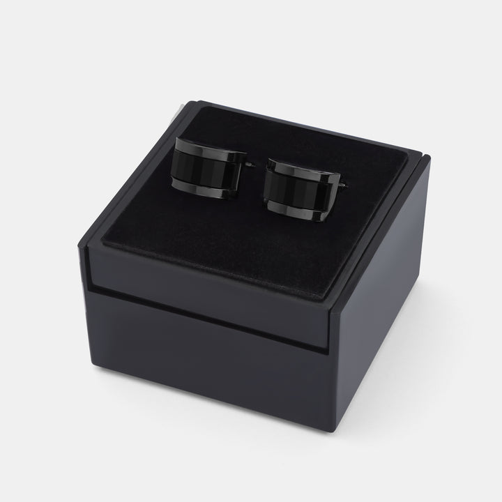 Black Curved Rectangle cufflinks - Turkish made