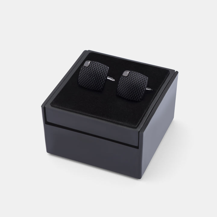 Black Curved Square cufflinks - Turkish made