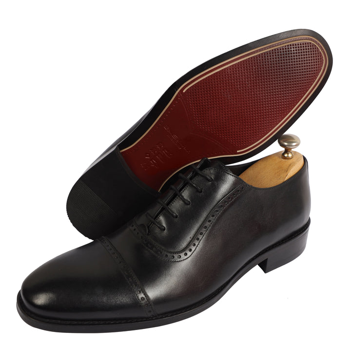 Black classic oxford shoes - genuine leather