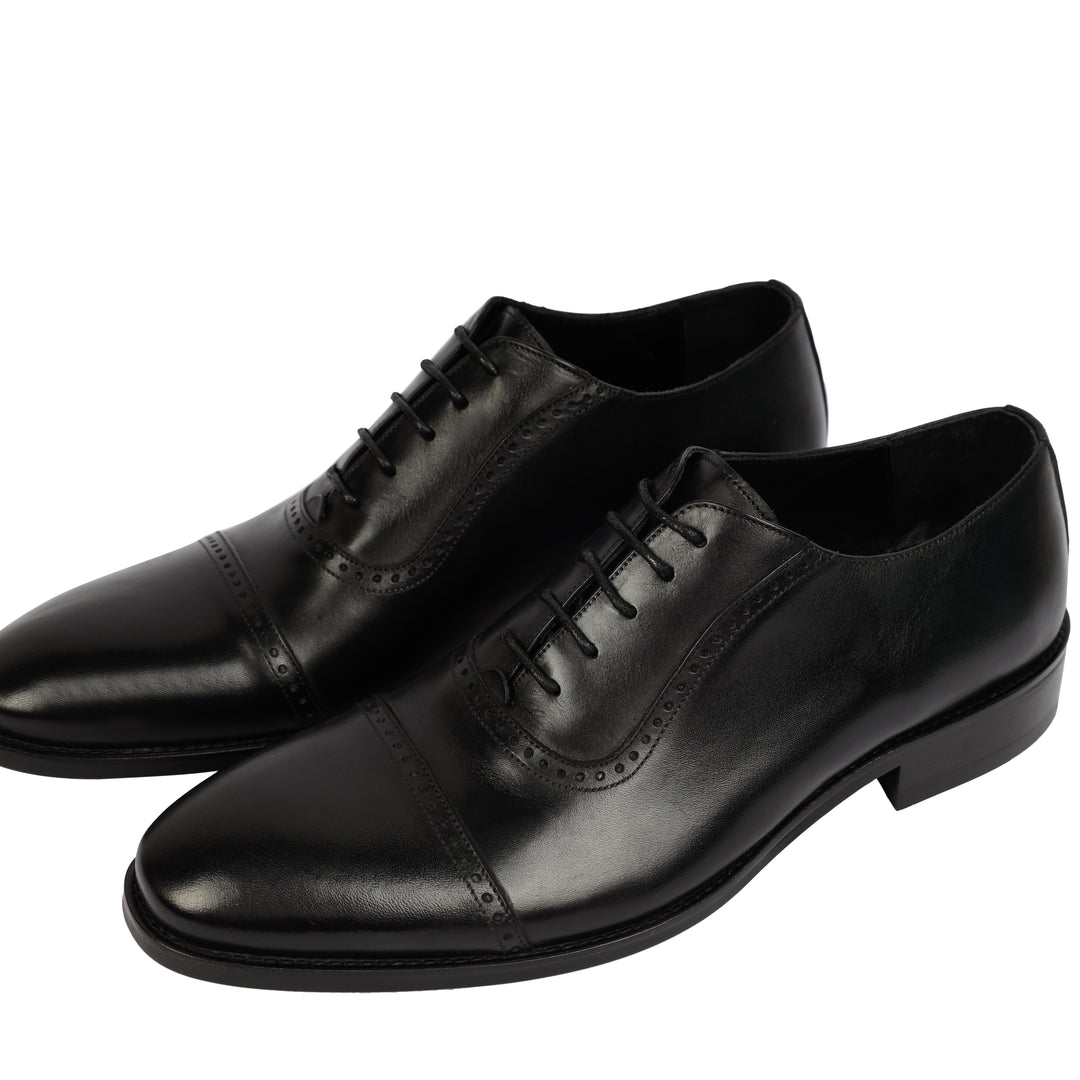 Black classic oxford shoes - genuine leather