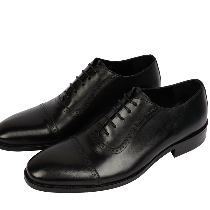 Black classic oxford shoes - genuine leather