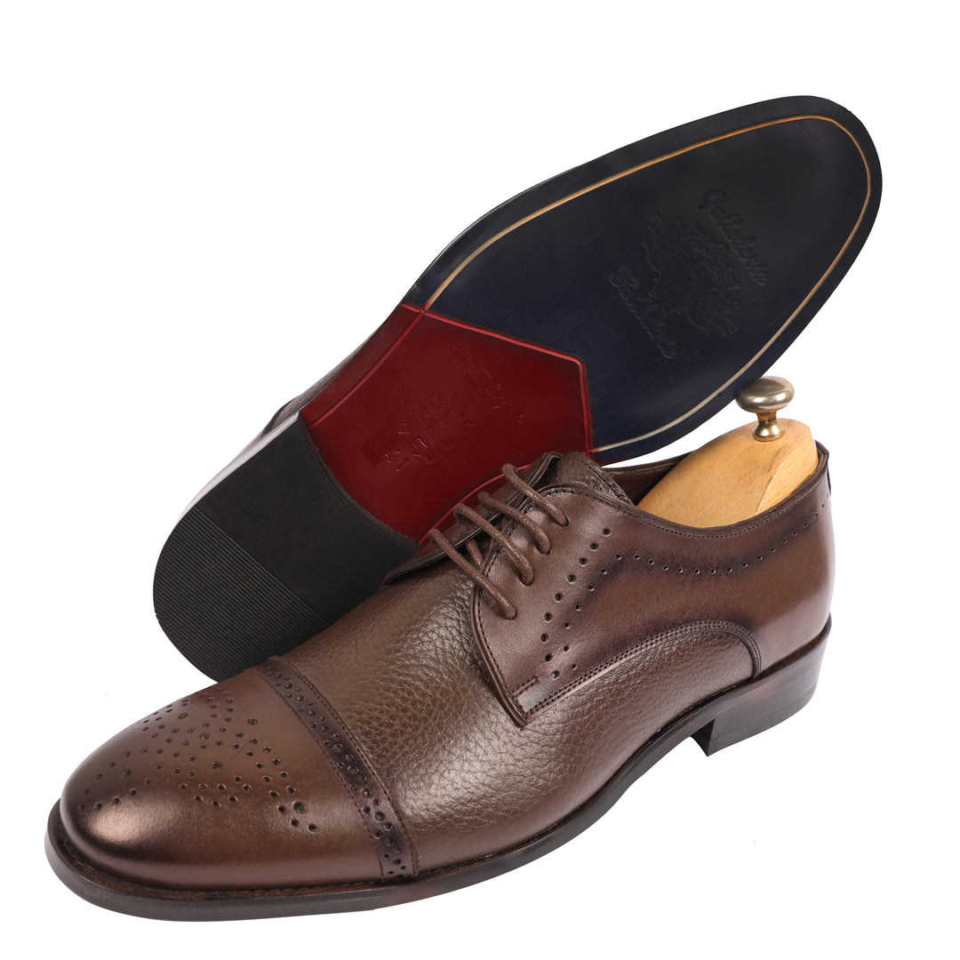 Brown classic Textured shoes - genuine leather