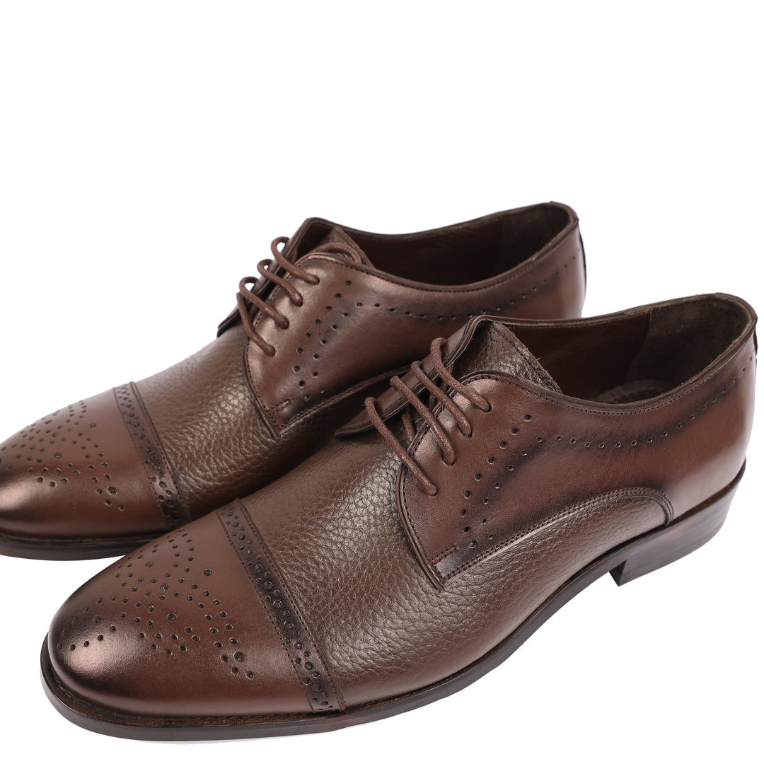 Brown classic Textured shoes - genuine leather