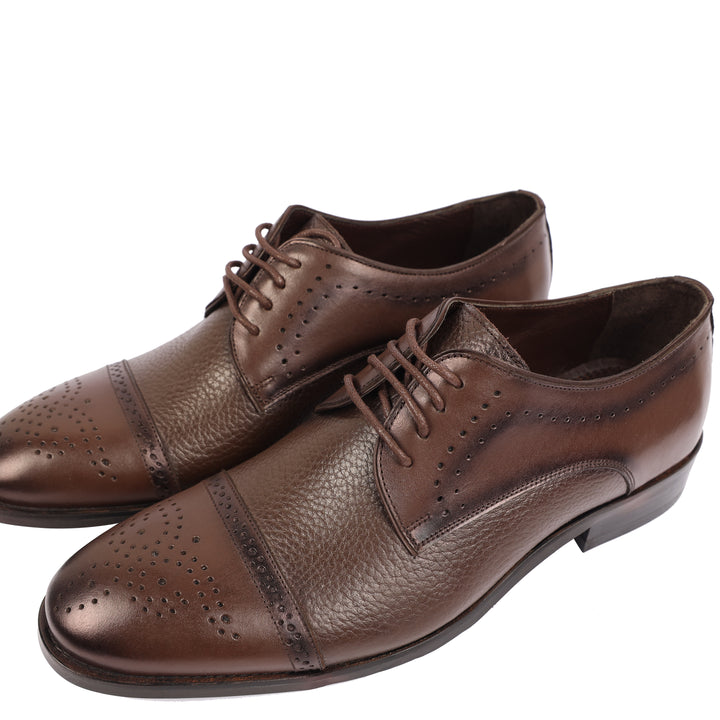 Brown classic Textured shoes - genuine leather