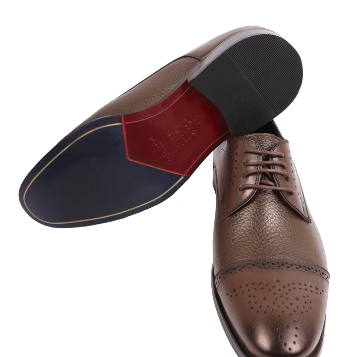 Brown classic Textured shoes - genuine leather