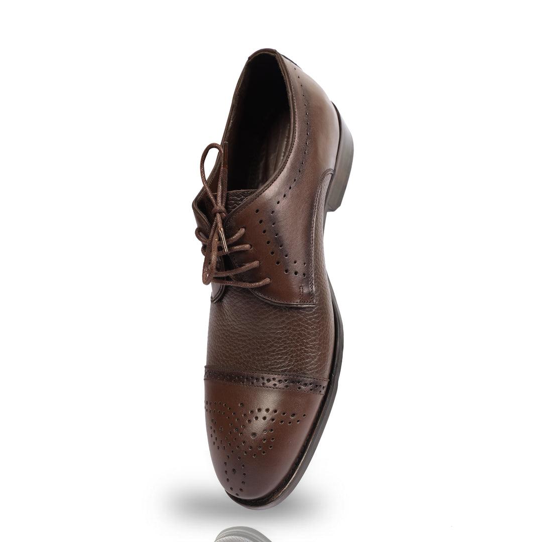 Brown classic Textured shoes - genuine leather