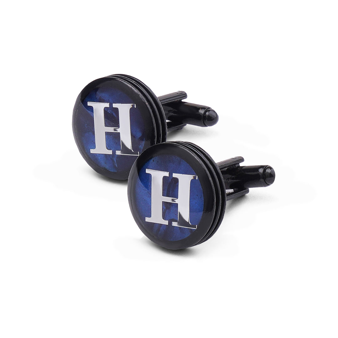 Dark Gray Cufflink letter H - Turkish Made