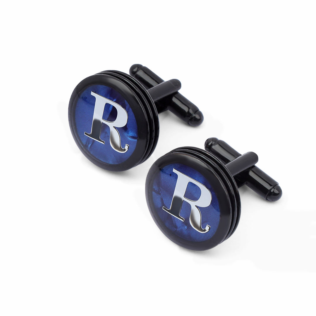 Dark Gray Cufflink letter R - Turkish Made