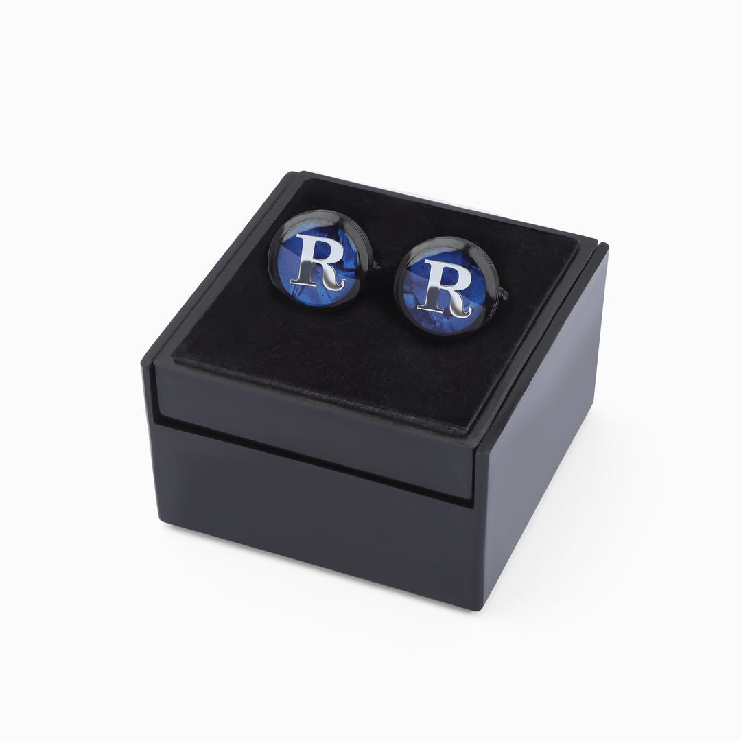Dark Gray Cufflink letter R - Turkish Made