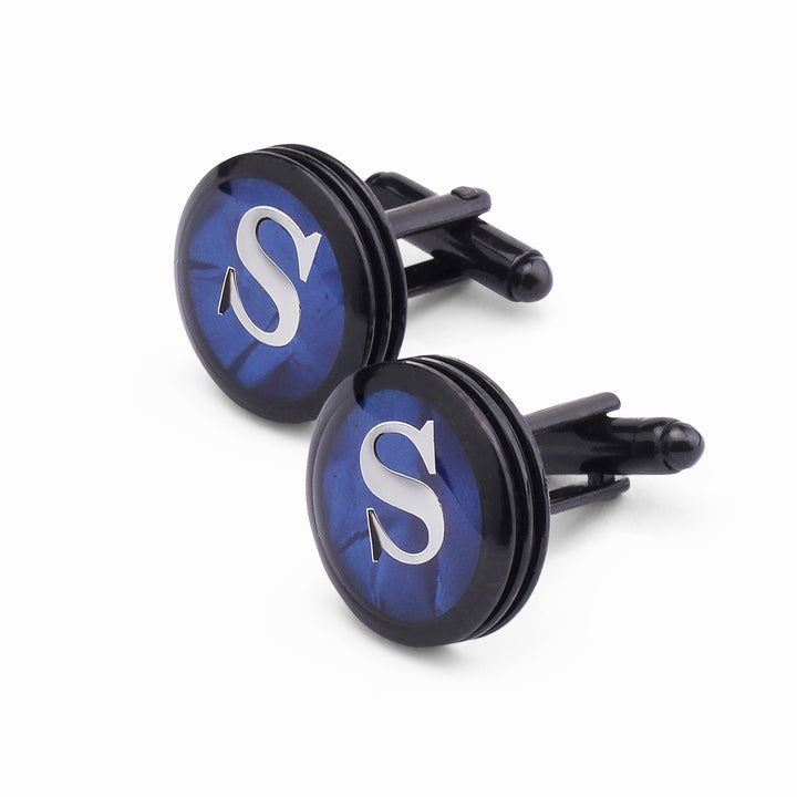 Dark Gray Cufflink letter S - Turkish Made