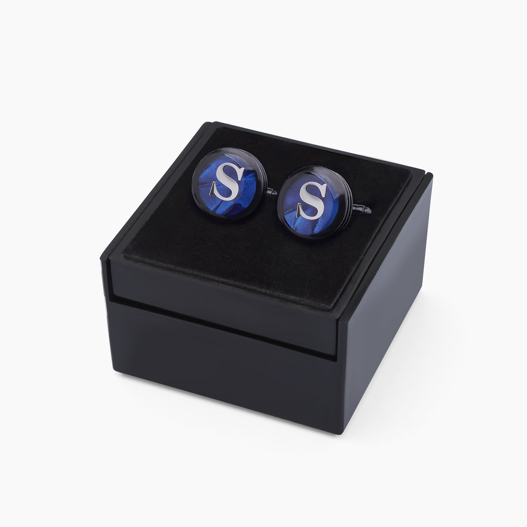 Dark Gray Cufflink letter S - Turkish Made