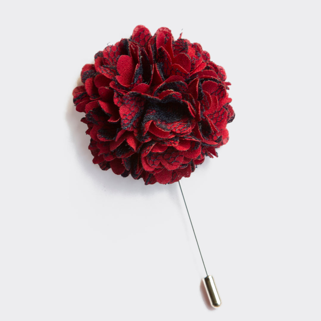 Dark Red Flower Lapel Pin-Turkish Made