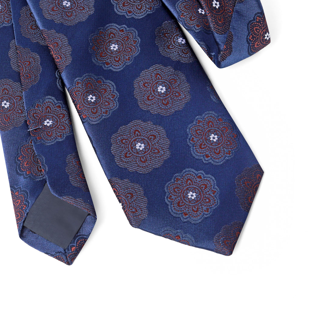 Navy Tie with brown Pattern - Turkish made