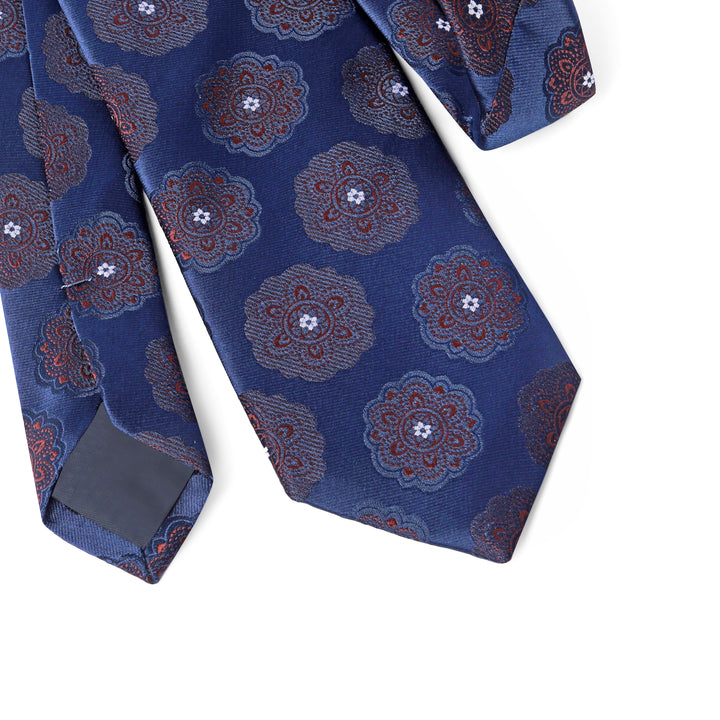 Navy Tie with brown Pattern - Turkish made