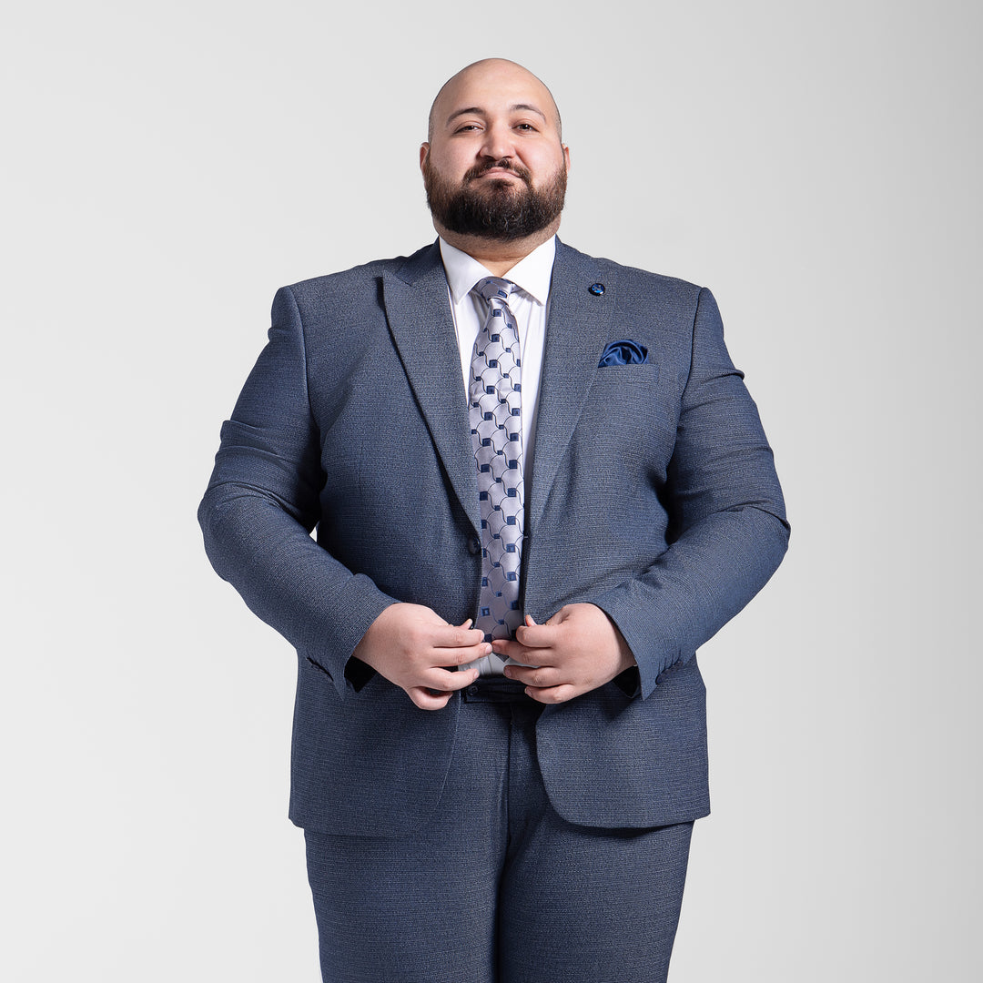 Plus Size Navy Smart Suit -Vest double face-Turkish Made