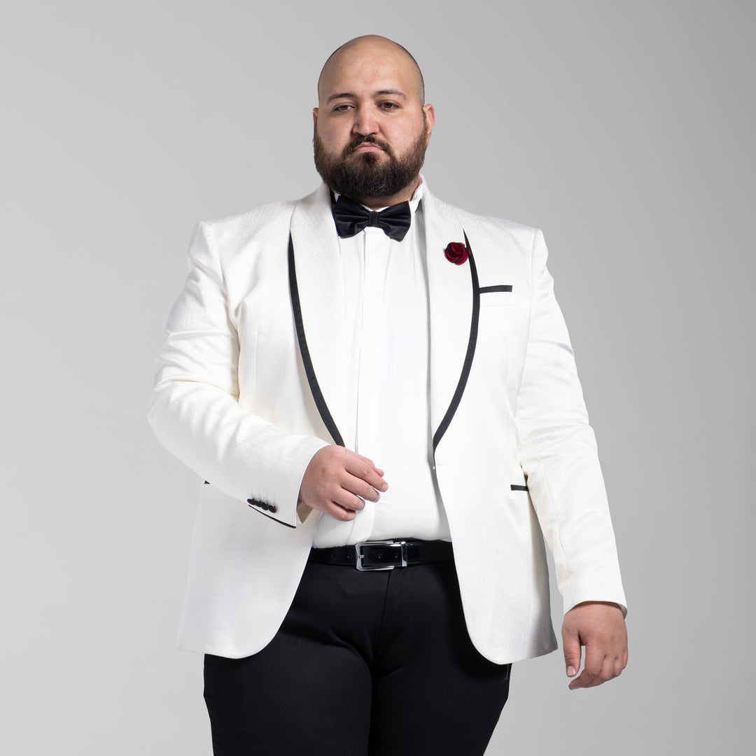 Plus Size Tuxedo White Suit (Wedding Suit)-Turkish Made