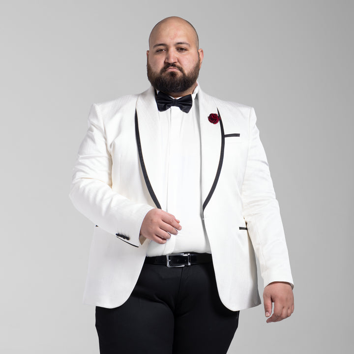 Plus Size Tuxedo White Suit (Wedding Suit)-Turkish Made
