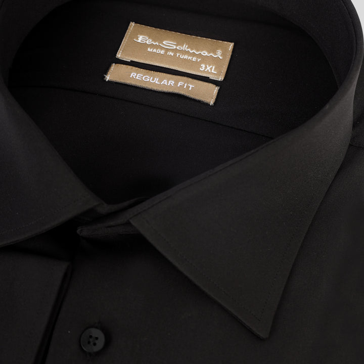 Regular Fit Black Plus Size formal Shirt - 3XL To 6XL - Turkish made