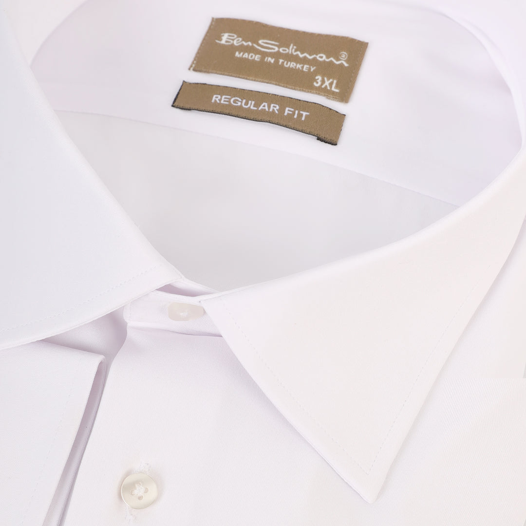 Regular Fit White Plus Size formal Shirt - 3XL To 6XL - Turkish made