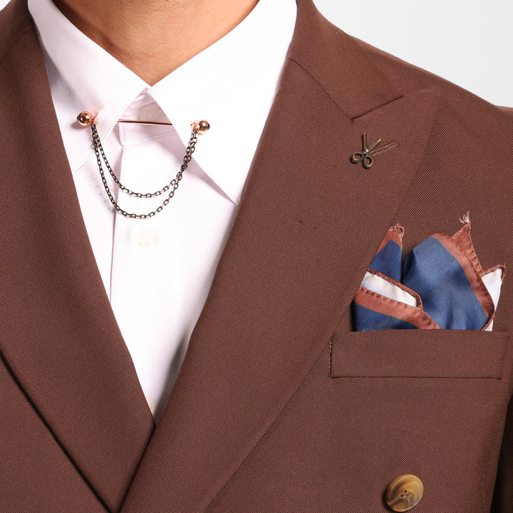 Rose Gold Collar pin with Black & Gold chain - Turkish made