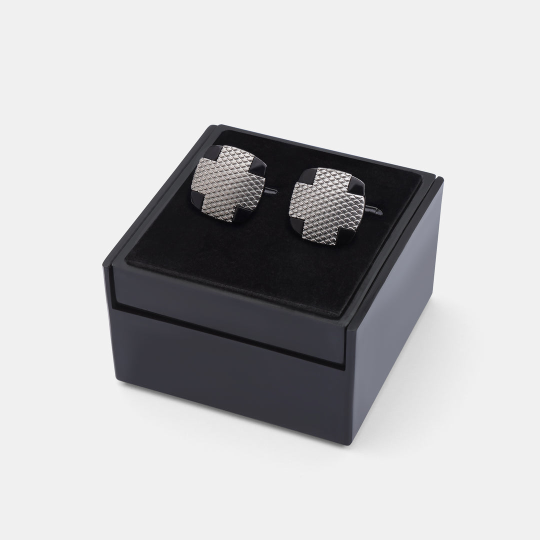 Silver Curved Square cufflinks - Turkish made