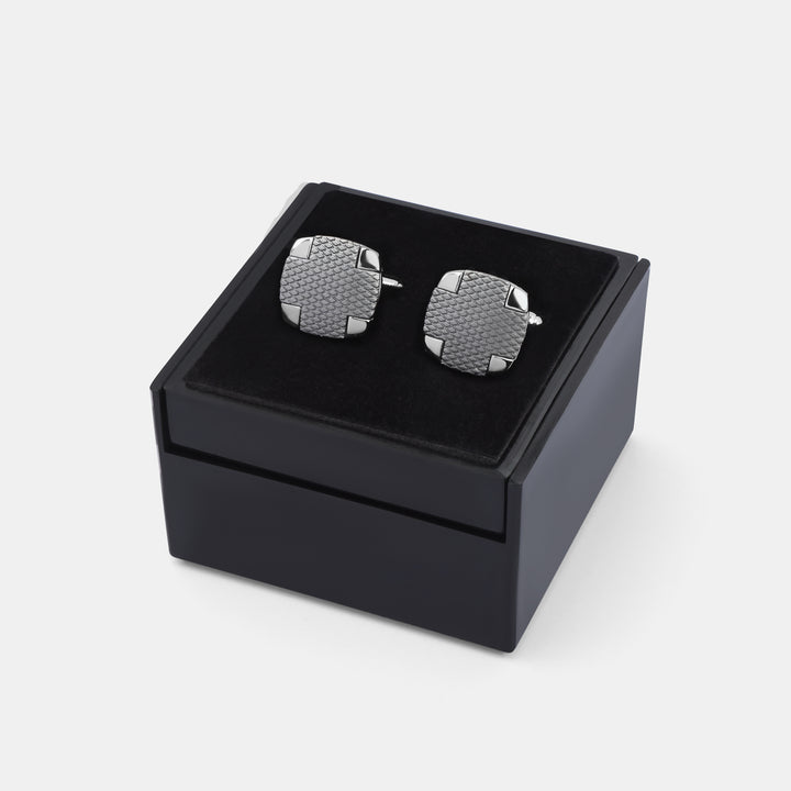Silver Curved Square cufflinks - Turkish made