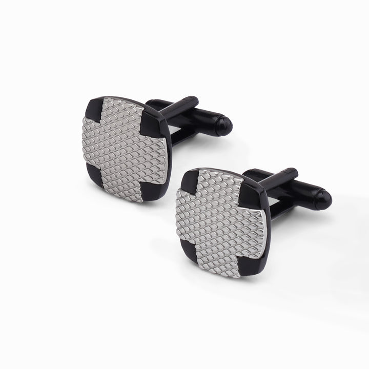Silver Curved Square cufflinks - Turkish made