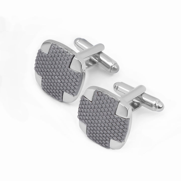 Silver Curved Square cufflinks - Turkish made