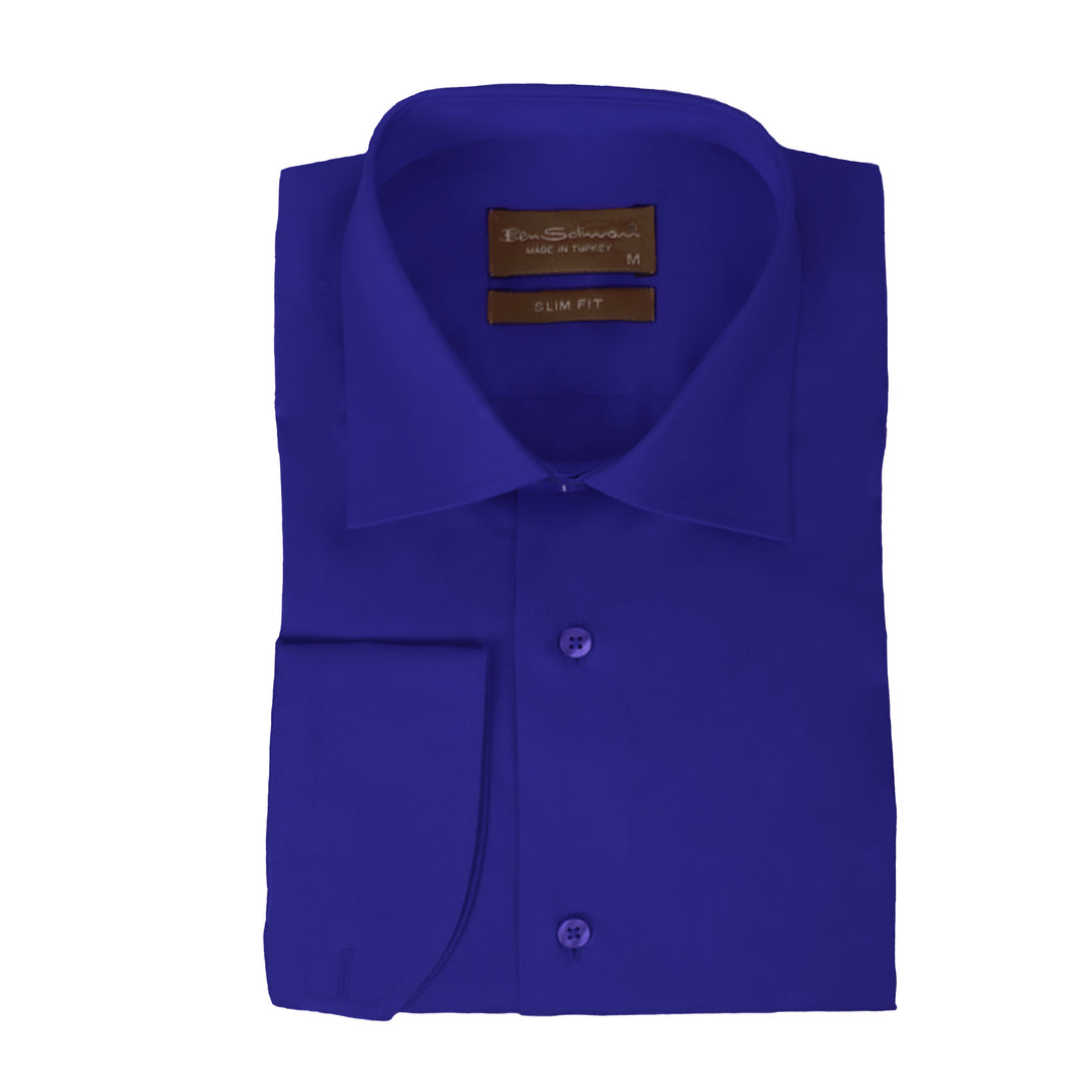 Slim Fit Blue Cotton Formal Shirt-Turkish Made