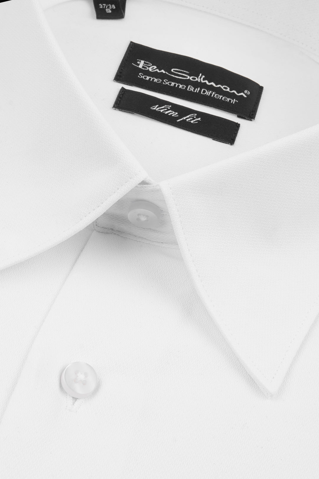 Slim Fit Cotton White Formal Shirt - Chevron Pattern-Turkish Made