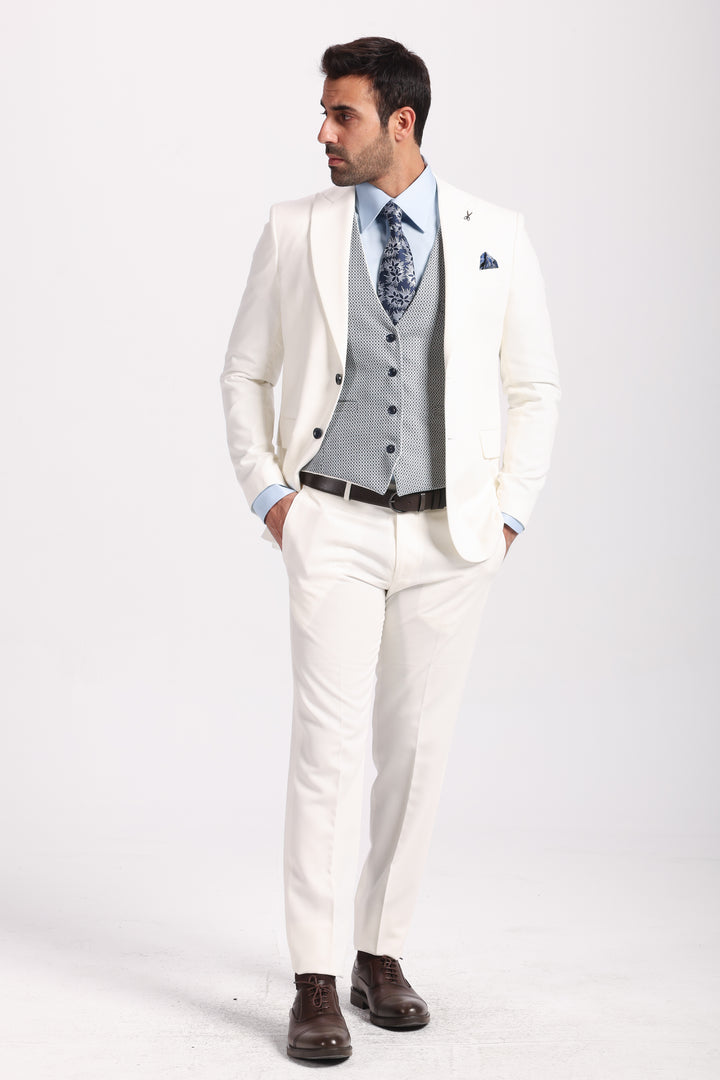 Slim Fit Navy Formal Suit- Vest Double Face - Turkish Made