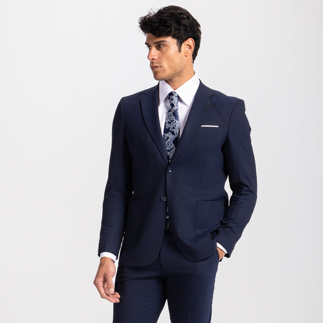 Slim Fit Navy Formal Suit - Turkish made