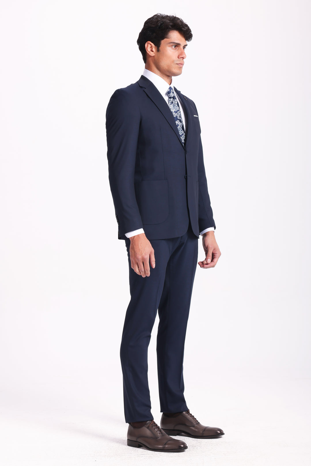 Slim Fit Navy Formal Suit - Turkish made