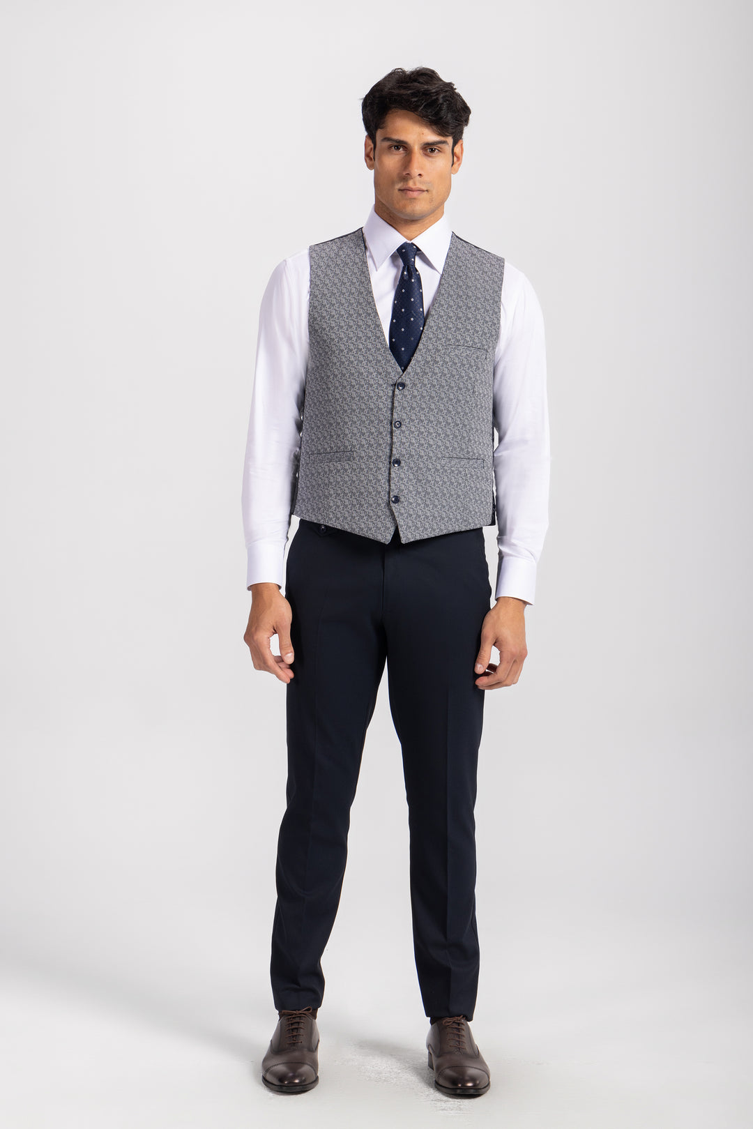 Slim Fit Navy Formal Suit - Vest double face  - Turkish made