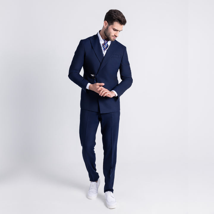 Slim Fit Navy Smart Suit - With Gray Vest-Turkish Made