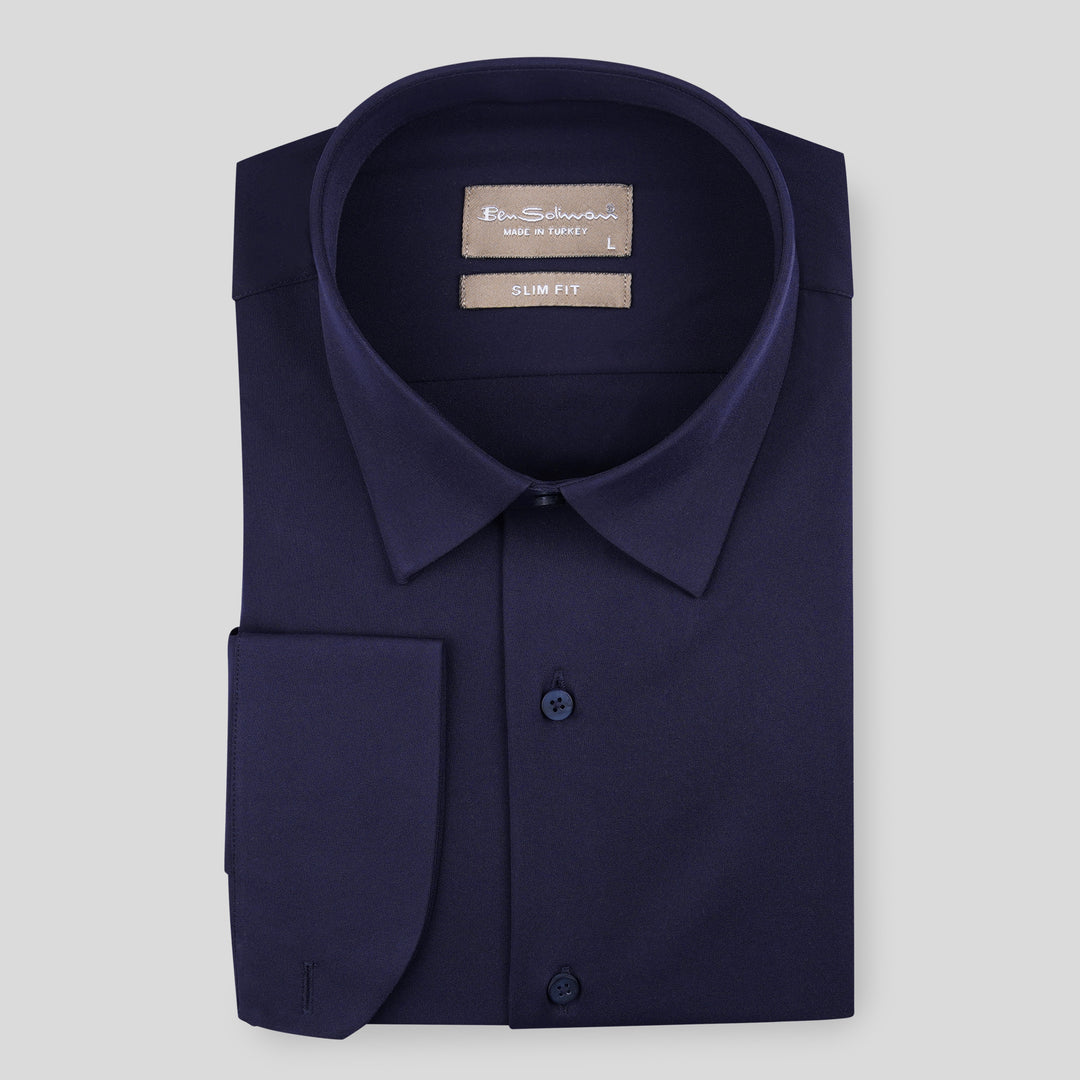 Slim Fit Navy Stretch formal Shirt - Turkish made