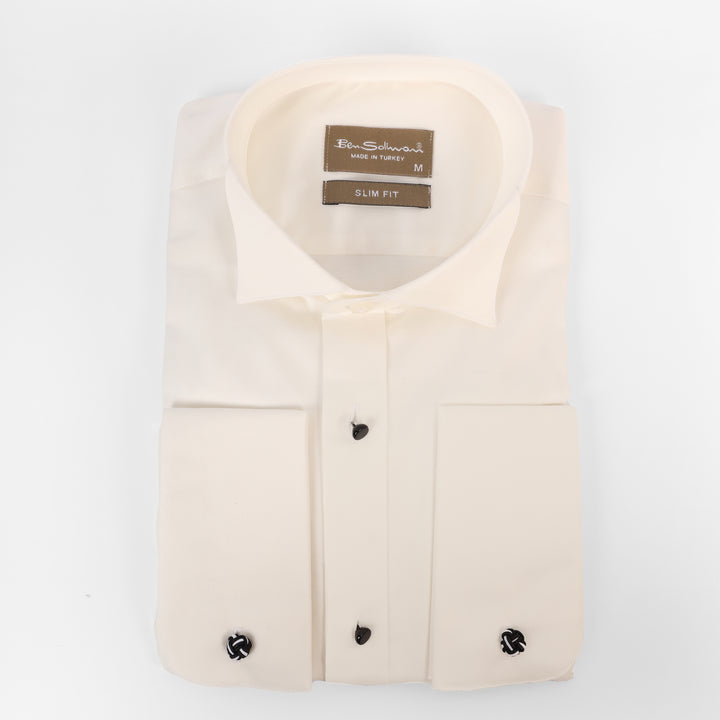 Slim Fit OFFWhite Tuxedo Shirt-Turkish Made