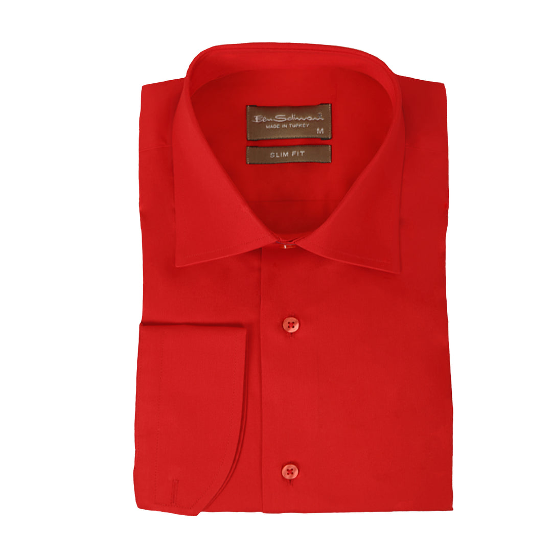 Slim Fit Red Cotton Formal Shirt-Turkish Made