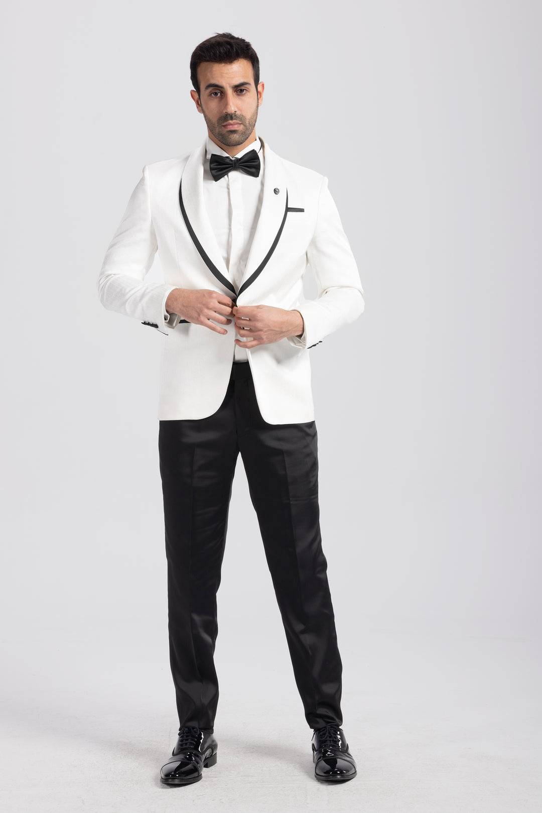 Slim Fit White Tuxedo Suit-Turkish Made