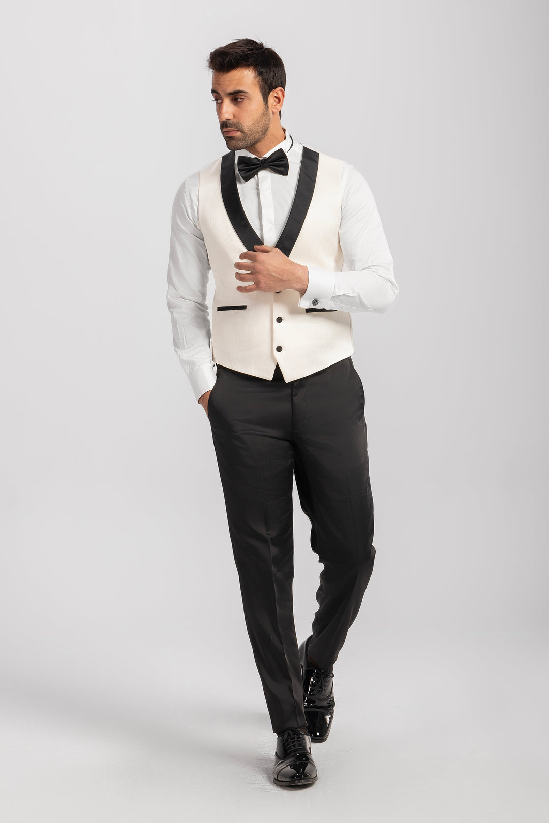 Slim Fit White Tuxedo Suit-Turkish Made
