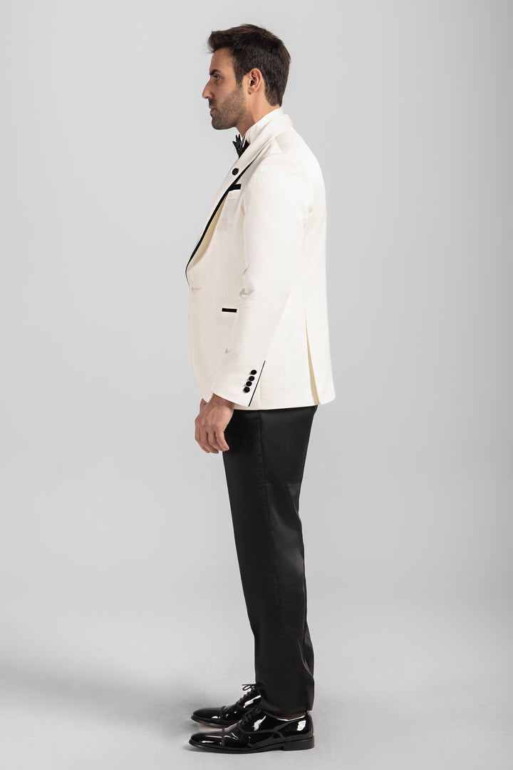 Slim Fit White Tuxedo Suit-Turkish Made