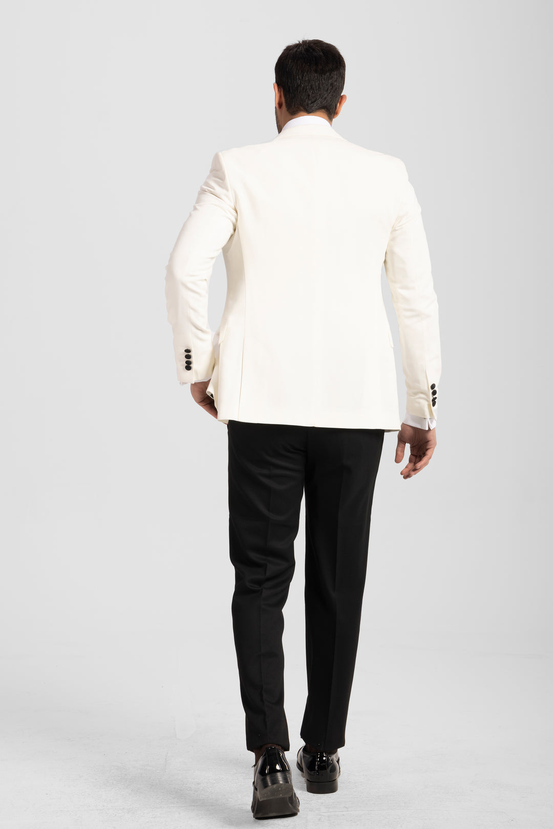Slim Fit White Tuxedo Suit - Satin Notch Lapel-Turkish Made