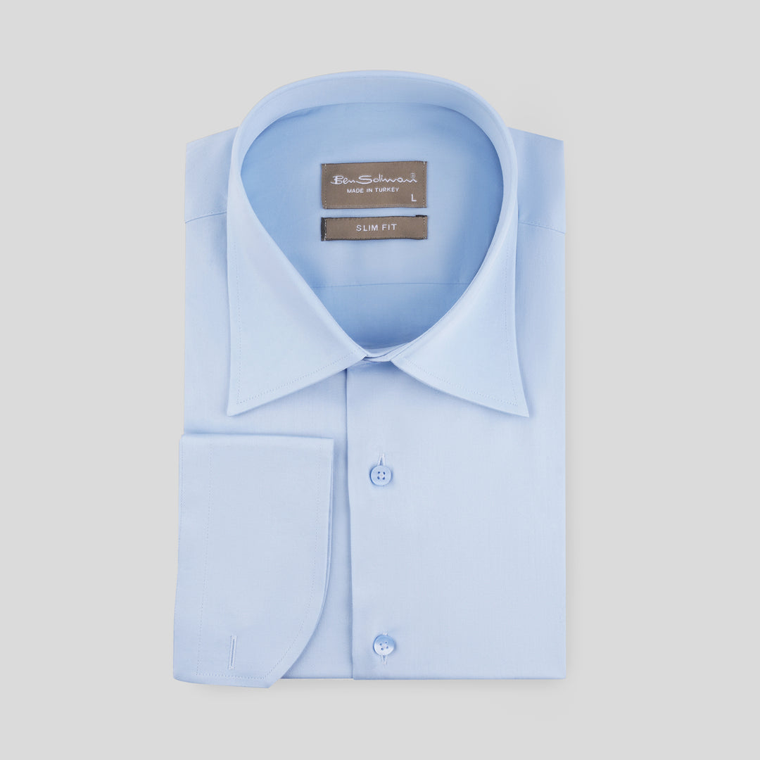 Slim Fit light Blue Cotton Shirt -Turkish Made