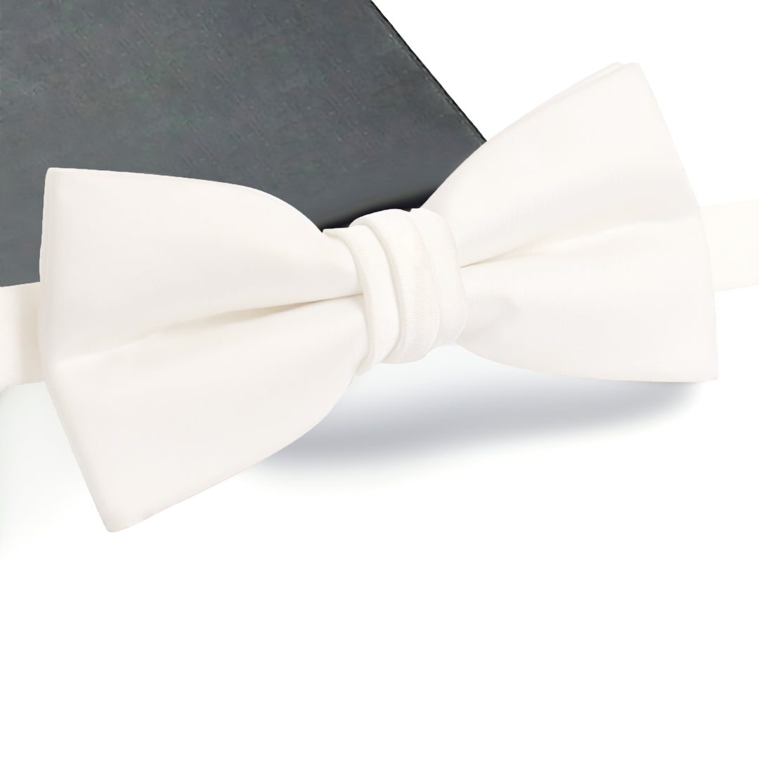 White Bow Tie - Middle Pleatted-Turkish Made