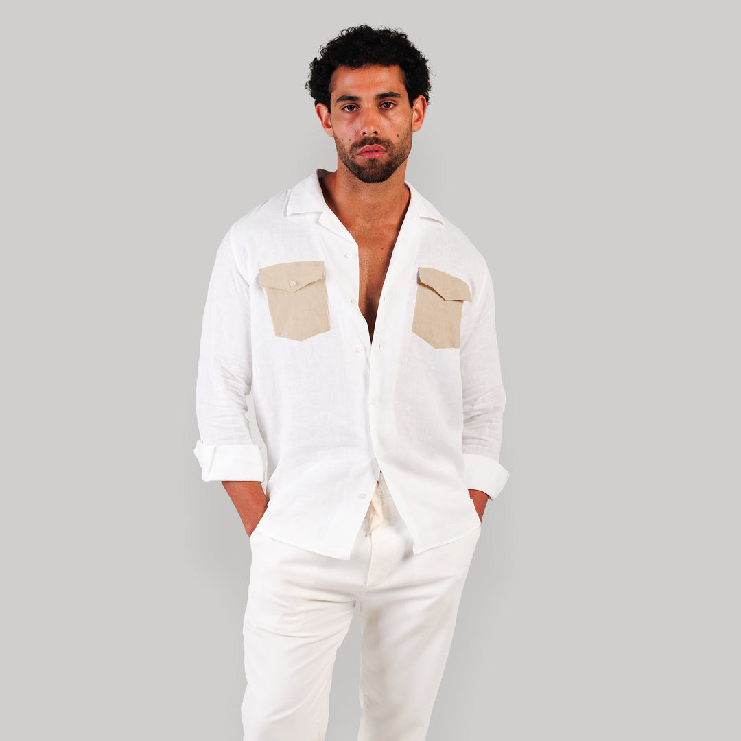 White Linen Shirt-Turkish Made