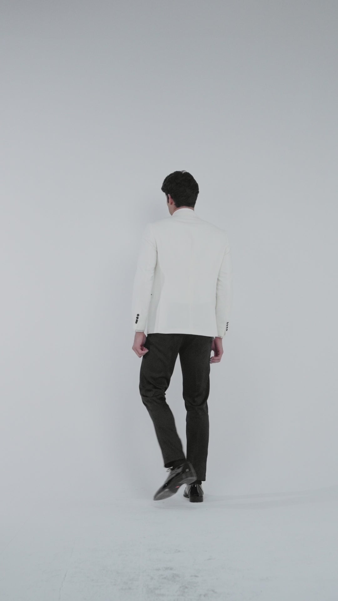 Slim Fit Off White Wedding jacket - Black and White peak Lapel -Turkish Made33